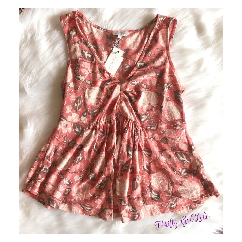 Lucky Brand Shirred Floral V-Neck Tank